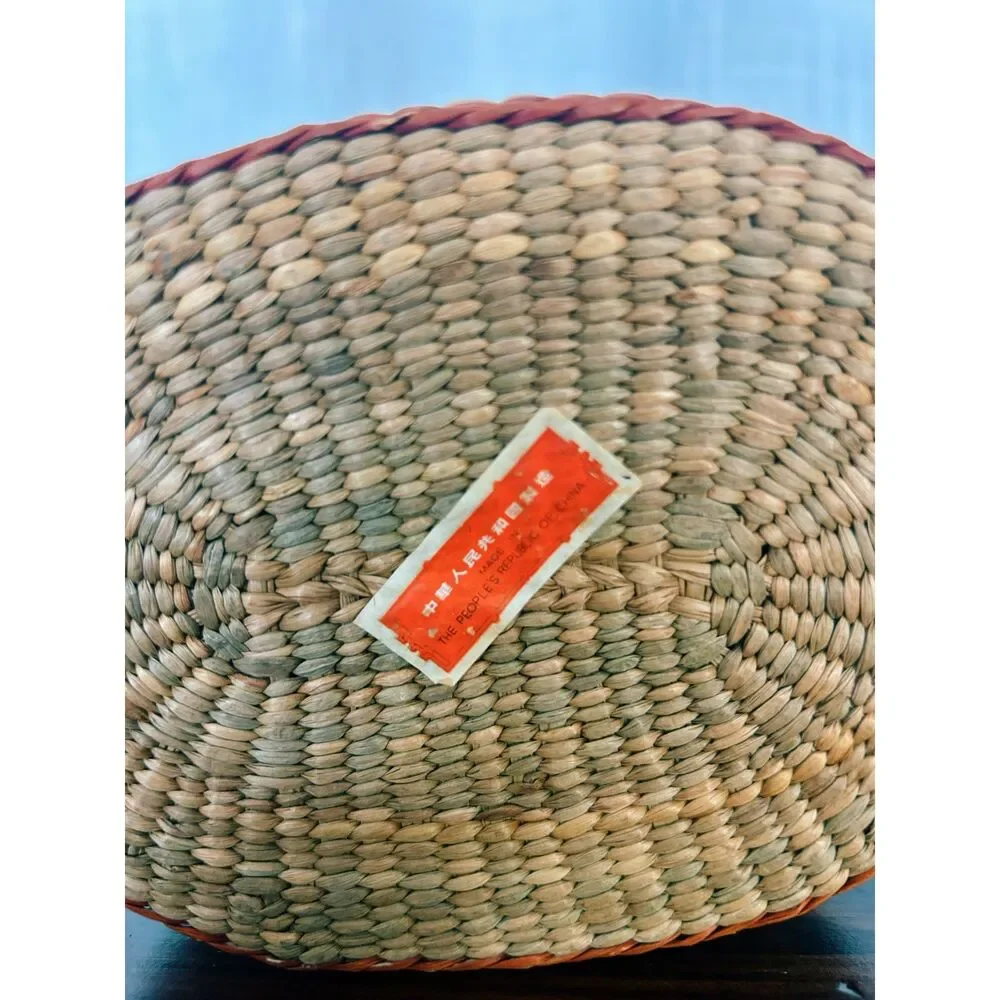 Vintage 1970s/1980s Chinese Hand-Woven Coiled Lidded Basket